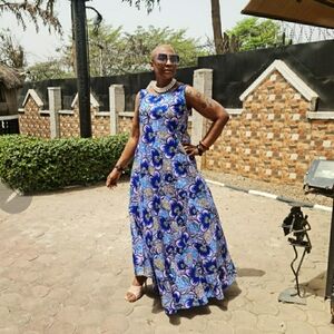 Sleeveless Blue Floral Ankara Print Maxi Dress for Women